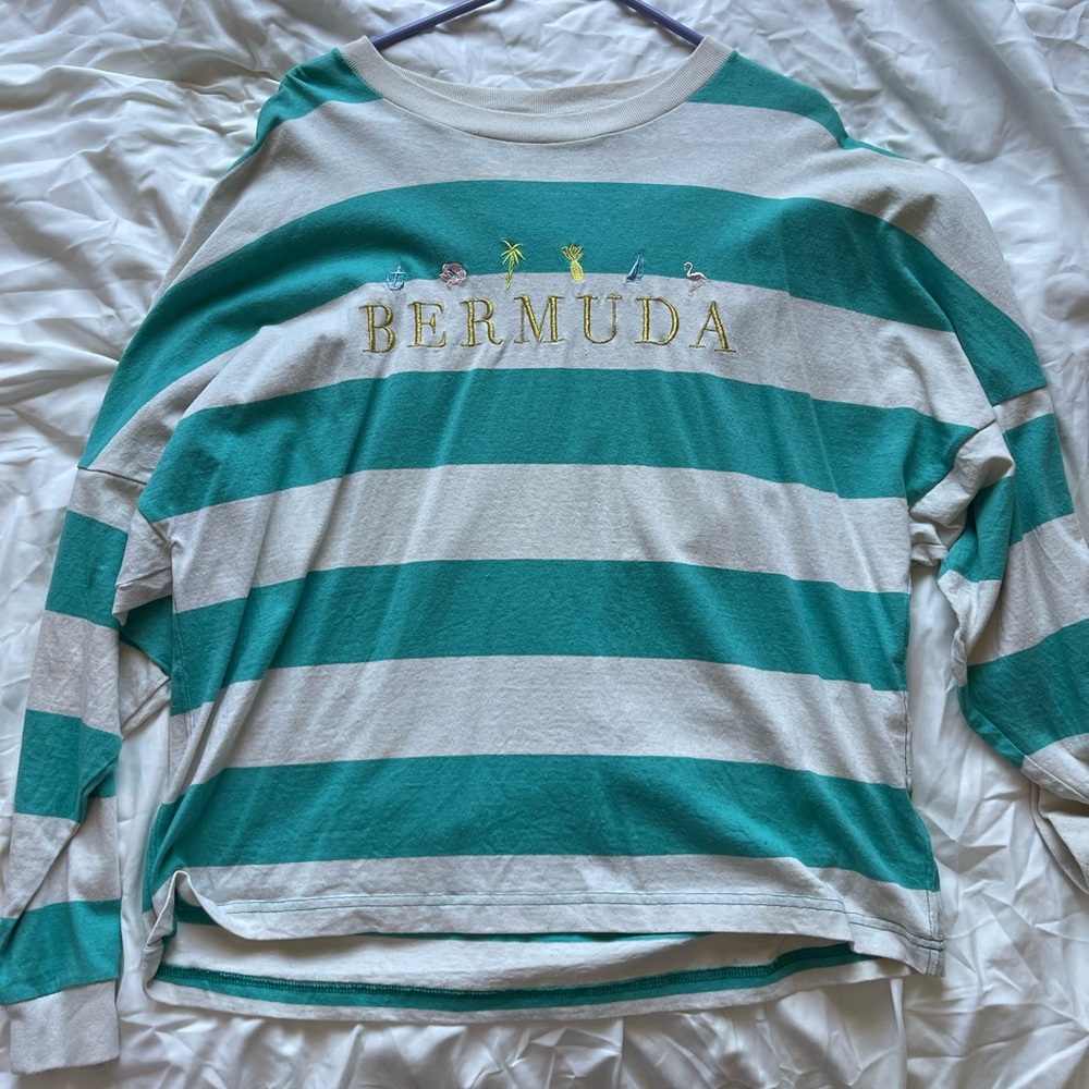 Pacsun Green and White Striped Shirt